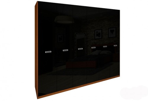 Шафа 6дв без дзеркал Bella МіроМарк BL-26-BL Глянець Чорний/Вишня Бюзум