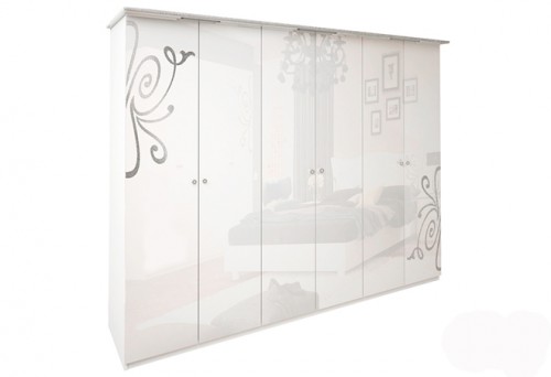 Шафа 6дв Без дзеркал Богема МіроМарк BG-26-WB Глянець білий