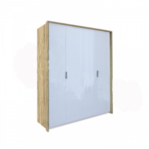 Шафа 4дв без дзеркал Асті МіроМарк AS-24-WB Дуб Крафт/Глянець Білий