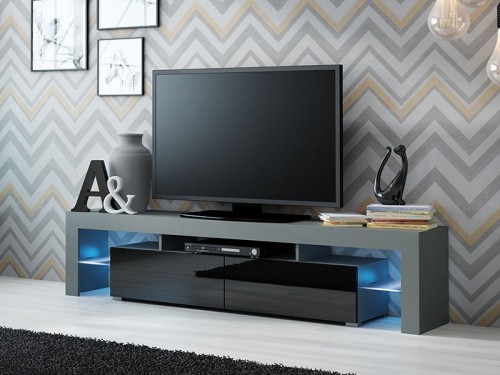 Тумба ТВ Solo RTV Сama серый / черный глянец