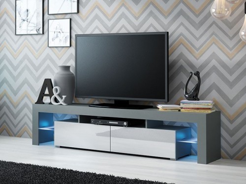 Тумба ТВ Solo RTV Сama сірий / білий глянець