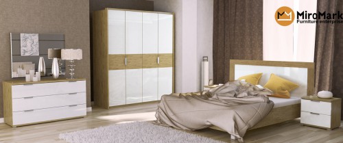 ​Спальний комплект 4 дв Верона МіроМарк Білий Глянець / Дуб Сан-Марино