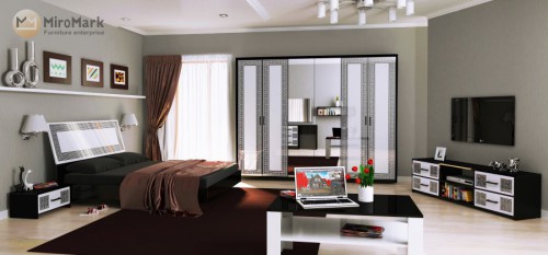 ​Комплект Віола 6дв МіроМарк Глянець Білий/Чорний Матовий