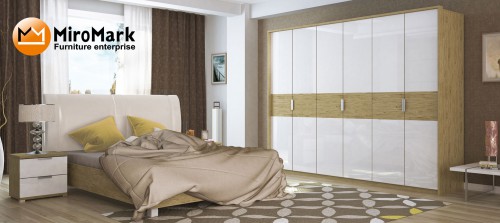 ​Спальний набір Верона 6 дв МіроМарк Білий Глянець / Дуб Сан-Марино