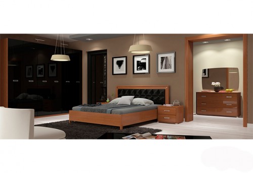 Спальня 6дв Bella МіроМарк BL-106-BL Глянець Чорний/Вишня Бюзум