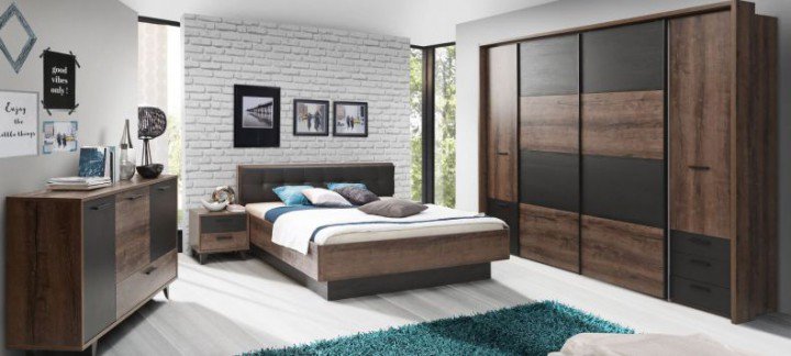 Спальня BAVENO FORTE дуб черный / дуб темный