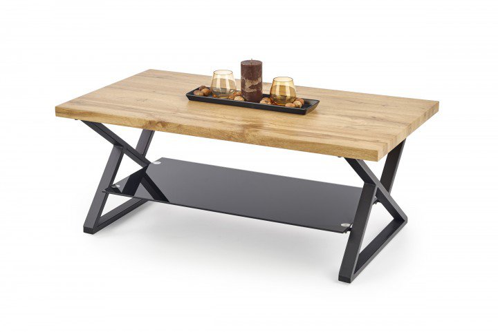 Стіл журнальний Halmar Xena прямокутний Чорний / Дуб натуральний