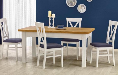 Обідній стіл Halmar Leonardo 160-250x90x77 Дуб медовий Білий