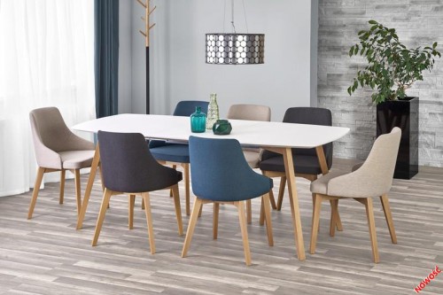 Обідній стіл Halmar KAJETAN 150-200/85 см білий дуб медовий