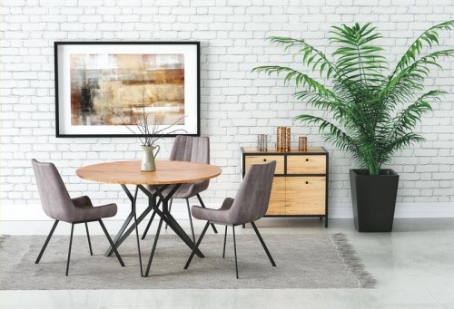 Обідній круглий стіл Halmar PIXEL 2  дуб золотий -чорний