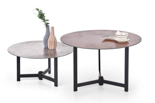 Комплект журнальних столиків HALMAR TWINS Коричневий Сірий Чорний