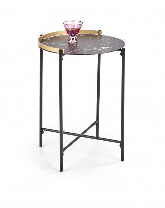 Столик журнальний Halmar Linux Мармур / Чорний / Золотий