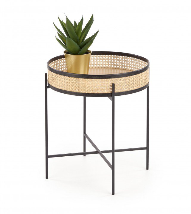 Столик журнальний Halmar Lanipa Ротанг / Чорний