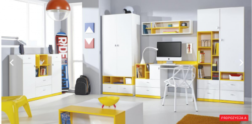 Дитяча Mobi А Meblar білий люкс / бірюзовий або білий люкс / жовтий