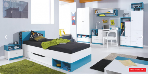 Дитяча Mobi C Meblar білий люкс / бірюзовий або білий люкс / жовтий