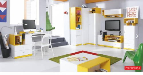 Дитяча Mobi D Meblar білий люкс / бірюзовий або білий люкс / жовтий