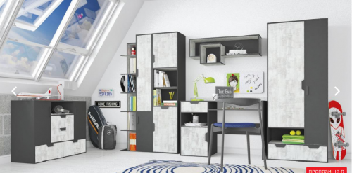 Детская NANO System D Meblar графит / дуб Ривьера, графит / енигма