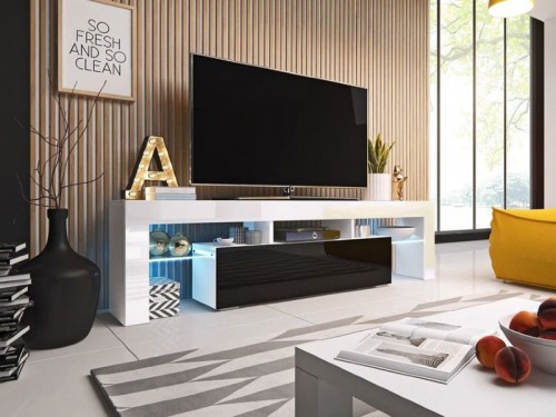 Тумба ТВ RTV TORO 158 Сama белый / черный глянец