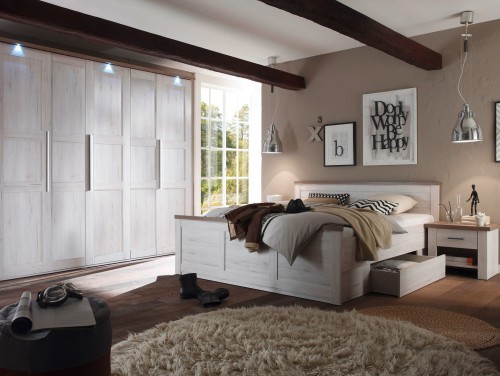 Спальня Toulouse BRW дуб вибілений / дуб Сонома темний