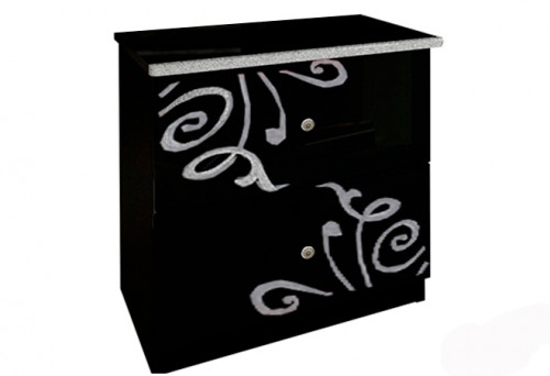 Приліжкова тумба 2шх Богема МіроМарк BG-52-BL Глянець Чорний
