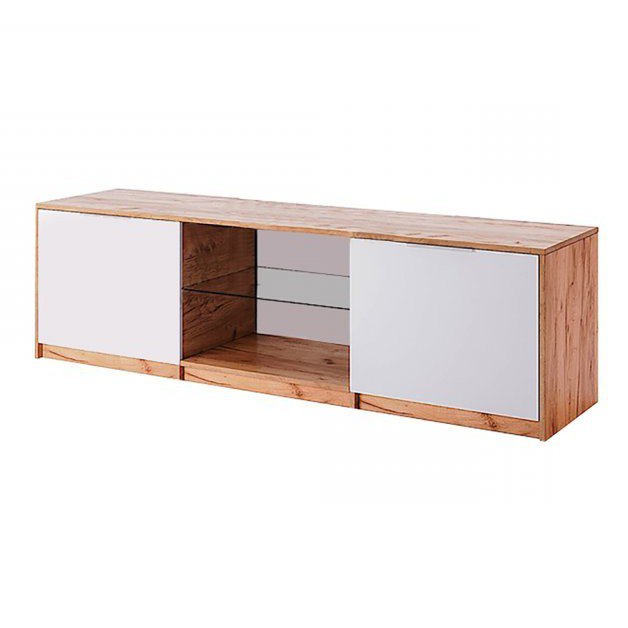 Тумба под телевизор Асти AS-160-WB MiroMark дуб крафт/белый глянец