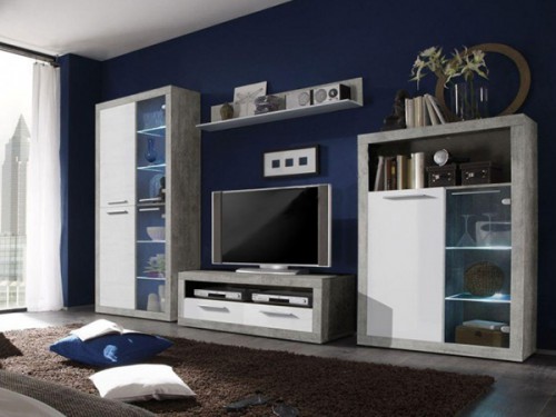 ​Вітальня Стоун БРВ бетон / білий глянець