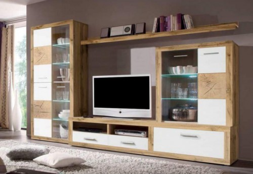 Вітальня Вудс БРВ Украіна дуб Вотан / білий глянець