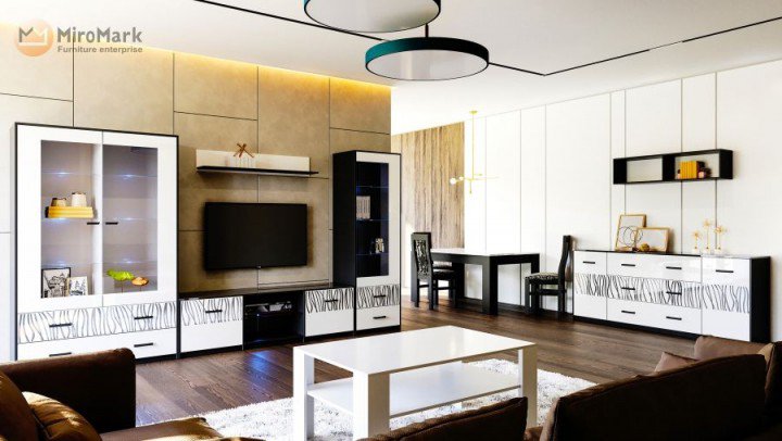 Вітальня 2 Терра MiroMark білий глянець / чорний мат