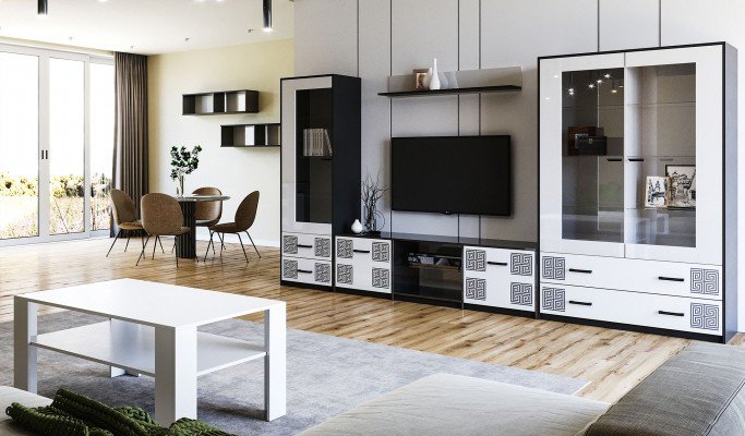 Вітальня Віола 1 MiroMark Глянець білий/Чорний мат