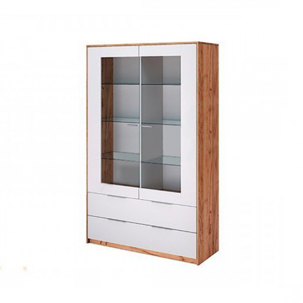 Вітрина Асті 2Д AS-112-WB MiroMark дуб крафт / білий глянець