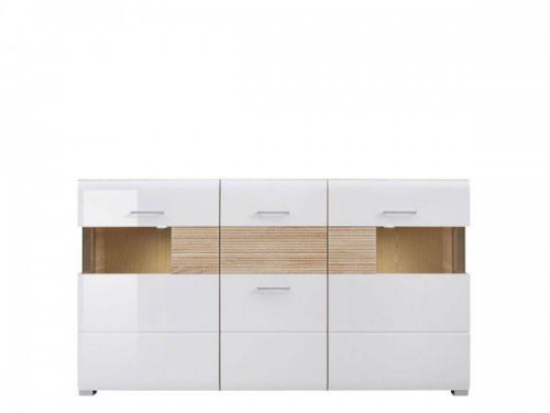 Вітрина KOM2W1D1S / 9/17 ФАН БРВ білий / білий глянець / дуб Сонома