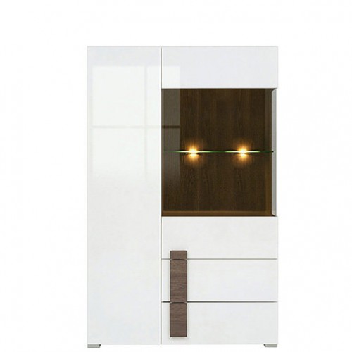 Вітрина REG1D1W2S ДОМЕНІКА Гербор дуб сонома темний/білий глянець