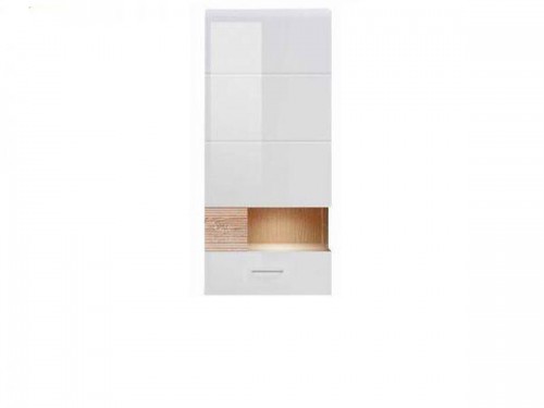 Вітрина навісна SFW1W / 13 / 6L ФАН БРВ білий / білий глянець / дуб Сонома