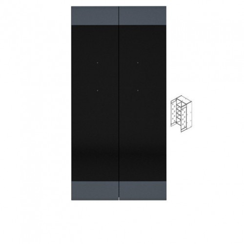 Вітрина навісна 65 МІЛАН Гербор чорний / сірий граніт глянець