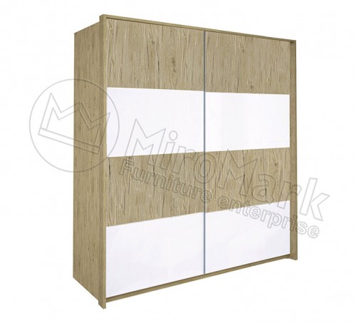 ​Шафа-купе 1,5 м Верона МіроМарк Білий Глянець / Дуб Сан-Марино