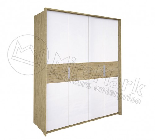 Шафа Верона 4 дв МіроМарк Білий Глянець / Дуб Сан-Марино