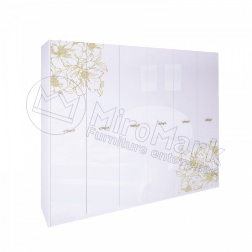 ​ШАФА Піонія 6дв МіроМарк глянець білий
