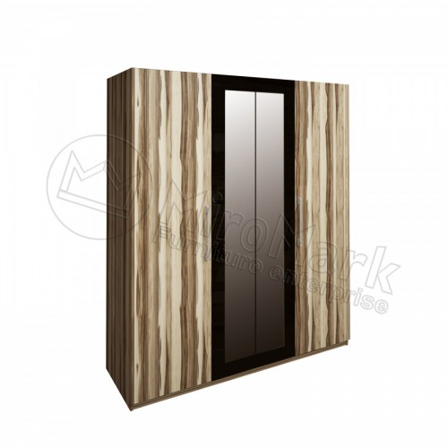 ШАФА Соната 4дв МіроМарк Глянець чорний / Горіх Балтімор