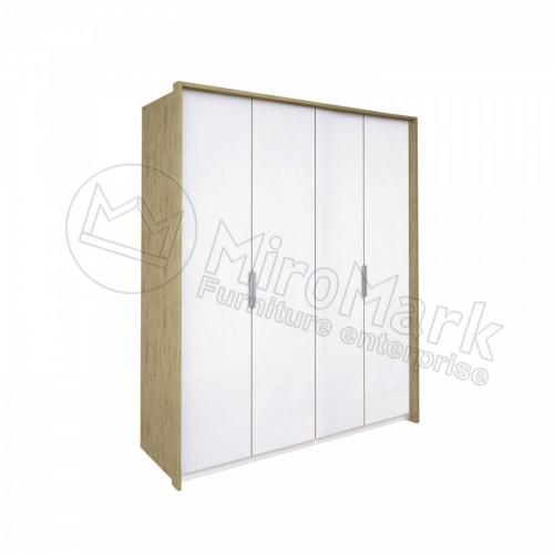 ШАФА Флоренція 4дв БезДзеркал МіроМарк білий глянець / дуб сан-марино