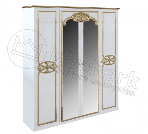 ​ШАФА Єва 4дв МіроМарк білий/золото