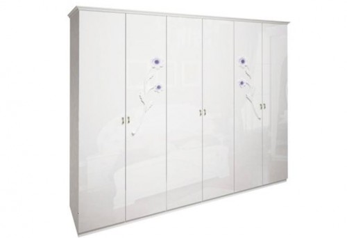 ШАФА Лулу 6дв БезДзеркал МіроМарк білий глянець