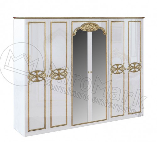 ​ШАФА Єва 6дв МіроМарк білий/золото