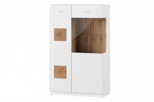 Вітрина  WOOD 15 SZYNAKA 89 x 145 x 40 білий / дуб вотан