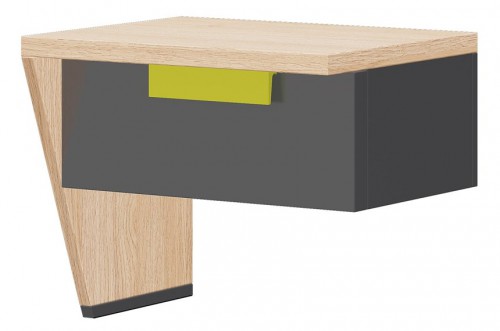 Тумбочка прикроватная, левая WOW 11 SZYNAKA дуб нагано / зеленая игуана / графит