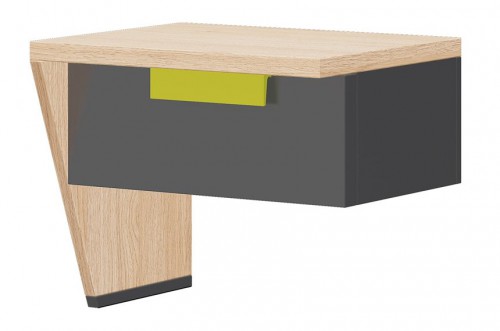 Тумбочка прикроватная, права WOW 12 SZYNAKA дуб нагано / зеленая игуана / графит