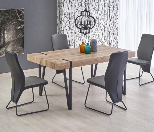 Комплект обідній HALMAR стіл YOHANN  і стільці K-300 170/90/76 см Дуб Сан Ремо + Черний