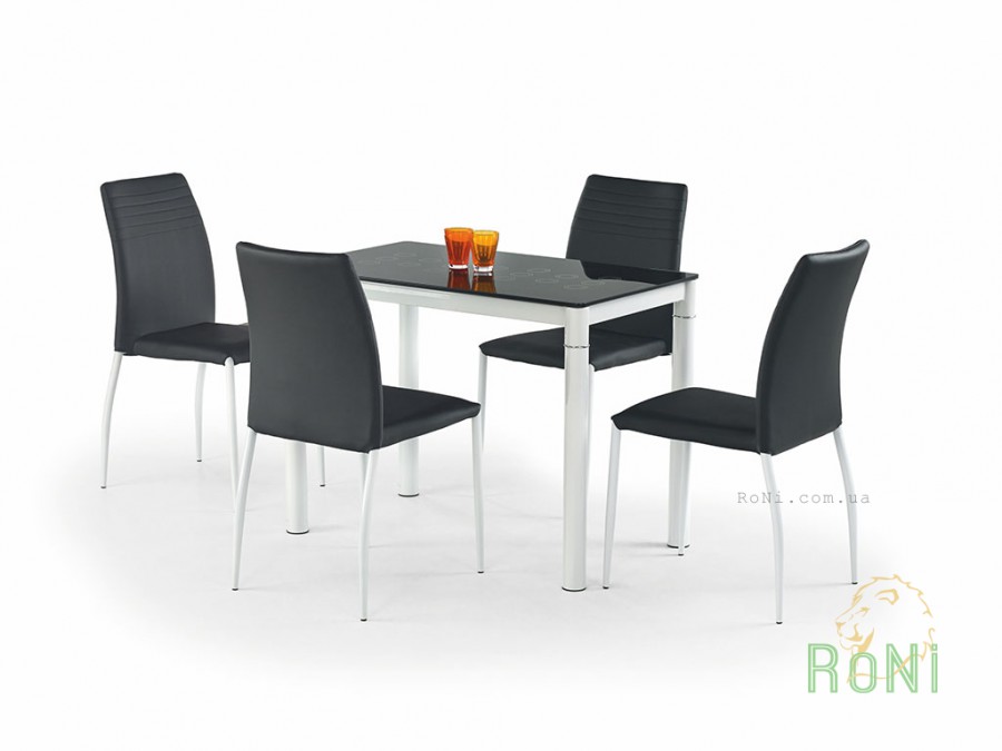Скляний обідній стіл Halmar Argus 100x60x75 см Чорний/Білий