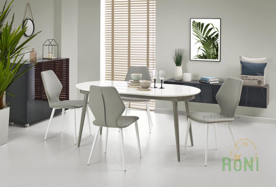 Обідній стіл Halmar Crispin 160-200x90x76 см Білий/Сірий