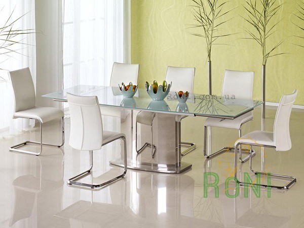 Стеклянный обеденный стол Halmar Alessandro 160-240x100x75 см Молочный
