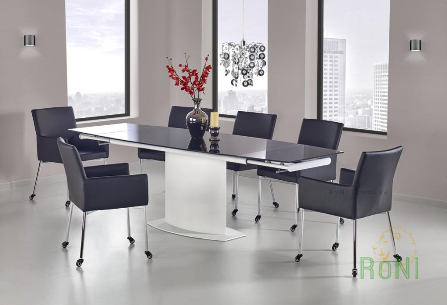 Обідній стіл Halmar Anderson 160-250x90x76 см Чорний/Білий